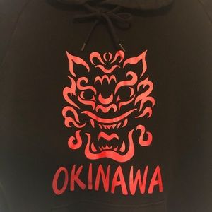 H&M medium weight black pull-over graphic hoodie